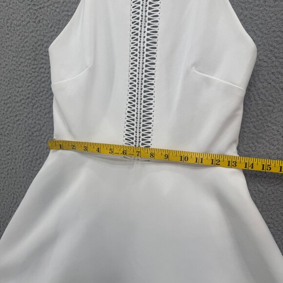 Keepsake Mini Fit Flare Dress Solid White Sleeveless Backless Braided Size M - Picture 11 of 16